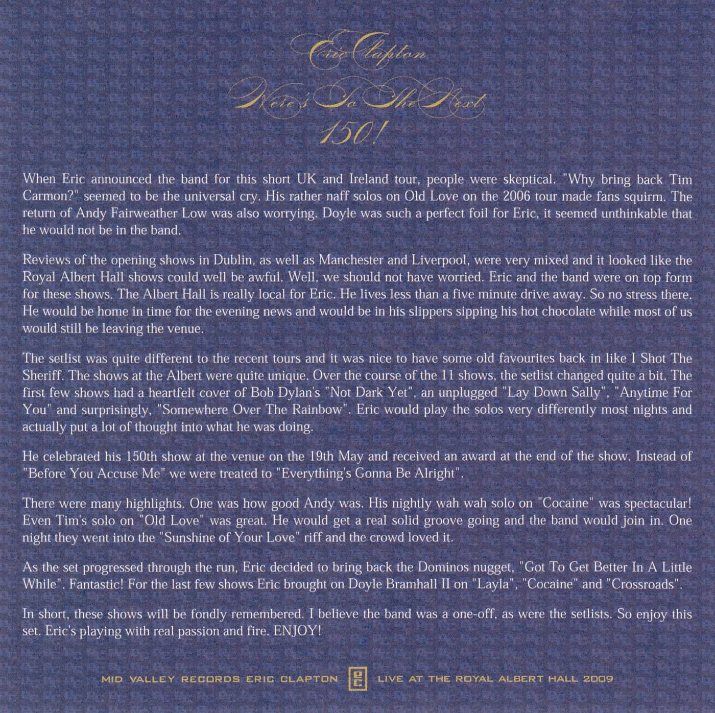 Eric Clapton Heres To The Next 150 Live Concerts [in ak]